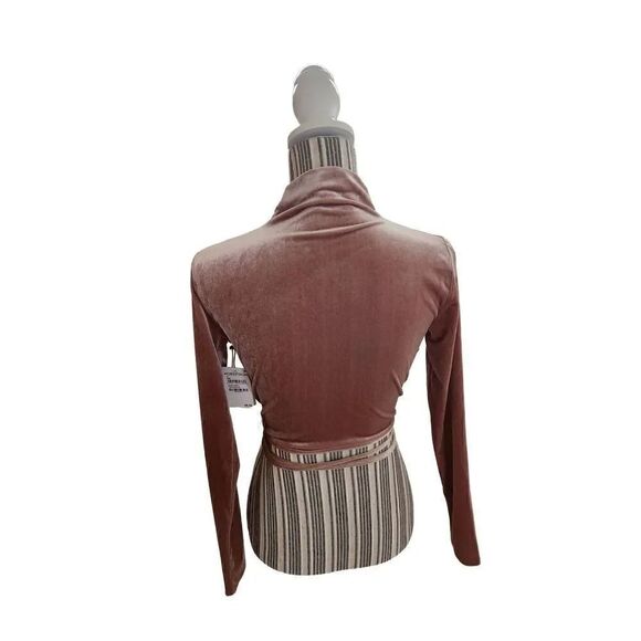 Open Edit Velour Mocha crop top women's size S - Picture 2 of 3